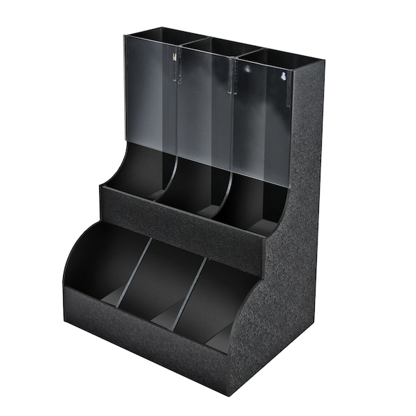 Black 6 Compartment 2-tiered Condiment Organizer W/ Clear Front